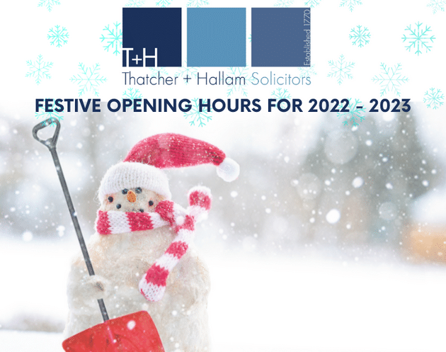 Thatcher + Hallam Festive Opening Hours